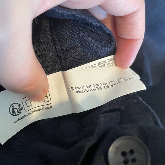 NWT Zara Navy Linen Tapered Trousers M - Picture 14 of 14